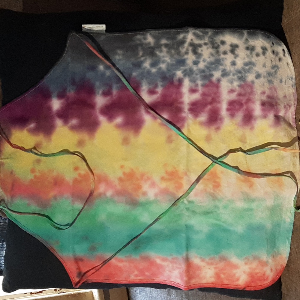 Hand Dyed canvas apron. Multicolored tie dyed canvas apron